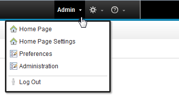 Admin menu options