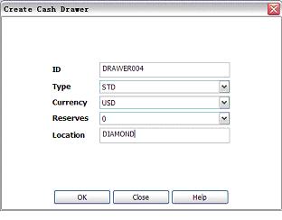 screen capture of cash drawer creation view