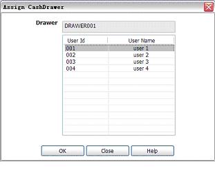 screen captureof cash drawer assignment view