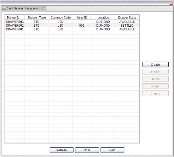 screen captureof cash drawer management view