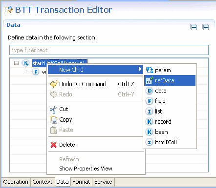 click New Child, and then select refData