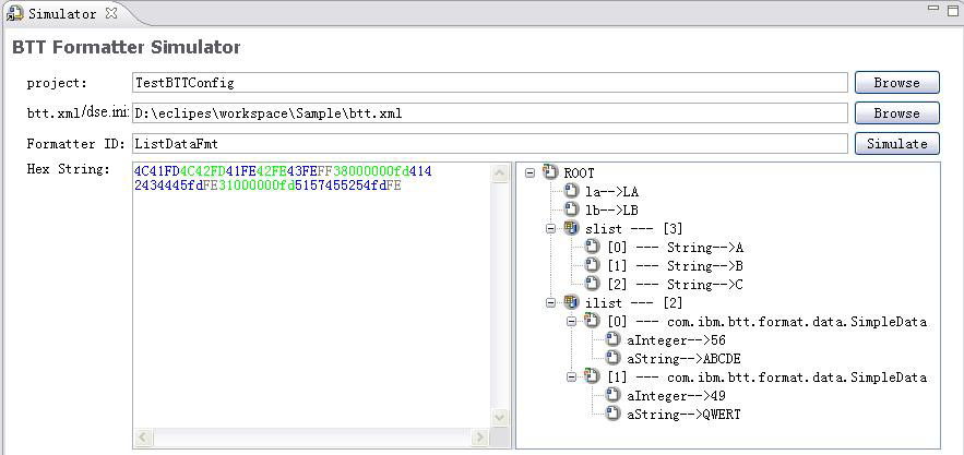 Screen capture showing the simulation result.