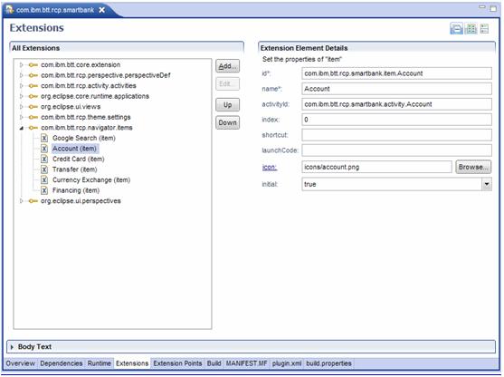 screen capture of specifying a navigation item