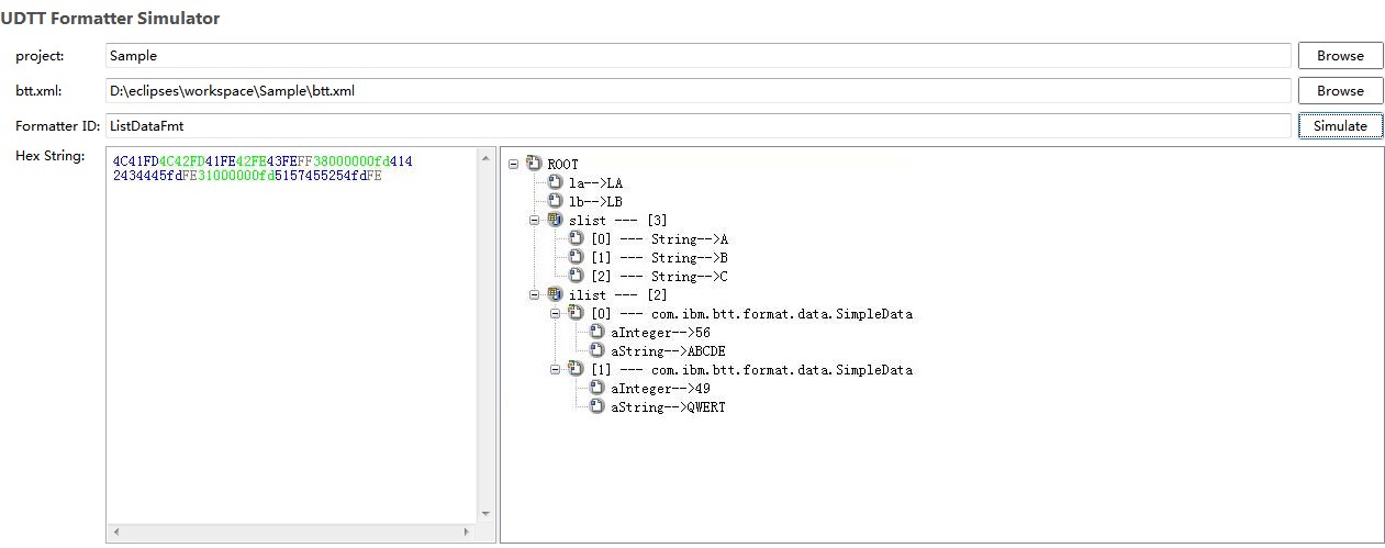 Screen capture showing the simulation result.