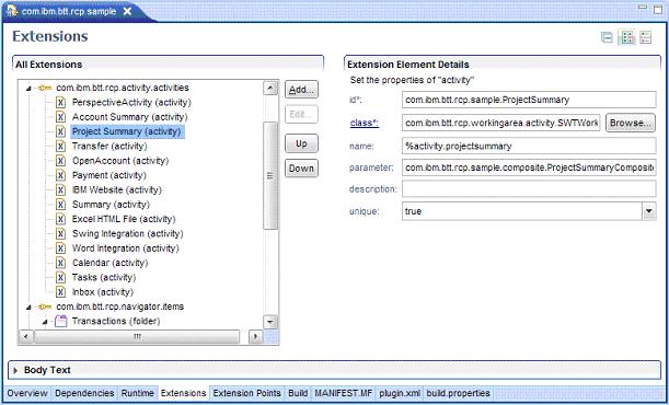 screen capture of specifying an activity