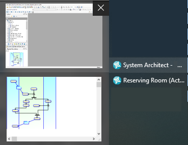 A graphic depicting an external diagram window shown on the Start menu and under the System Architect program on the Start menu