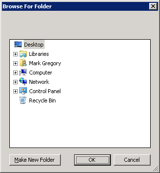 A graphic depicting a folder selection dialog for picking a Windows folder