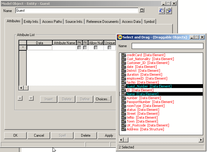 Defining an Entity dialog