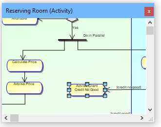 A graphic depicting an active external diagram window (Windows 10)