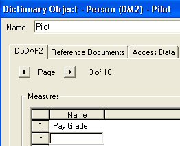 DoDAF2 Person definition type dialog box.