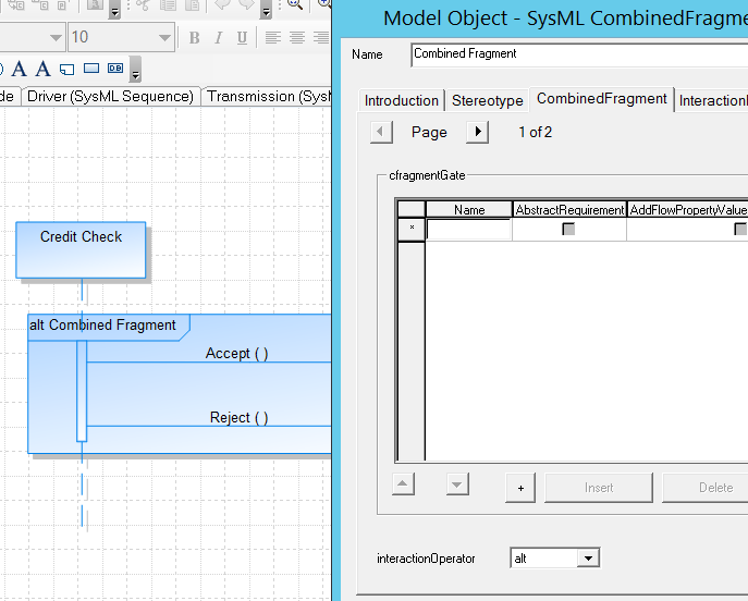 A graphic depicting Combined fragment on Sequence diagram